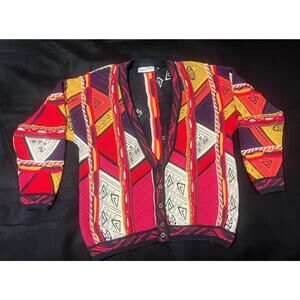 VTG Carlo Alberto Australia 3D Retro Knit Cosby Cardigan Sweater Coogi Style